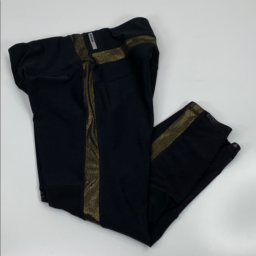 RBX Womens Activewear Bottoms Black Gold Stripe Sm
